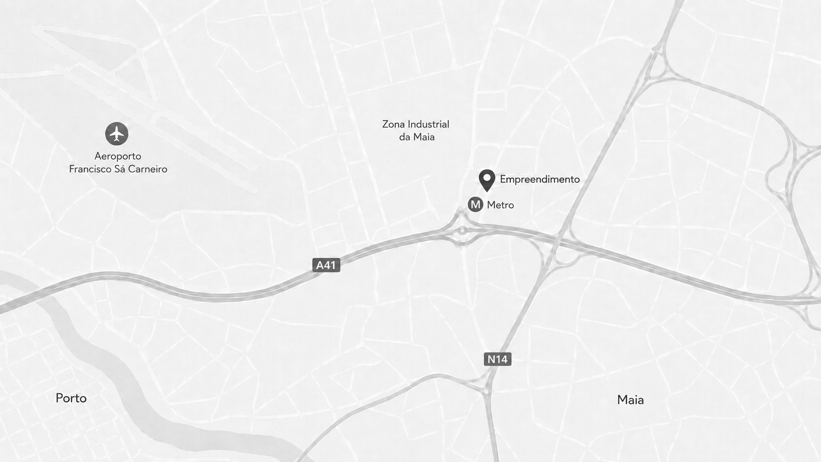 Mapa da localização do edifício na Maia